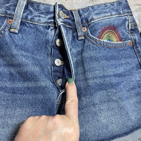 Old Navy NWT High Rise OG Shorts Women’s Size 6 Cutoff Hem Rainbow Detail - Picture 2 of 11